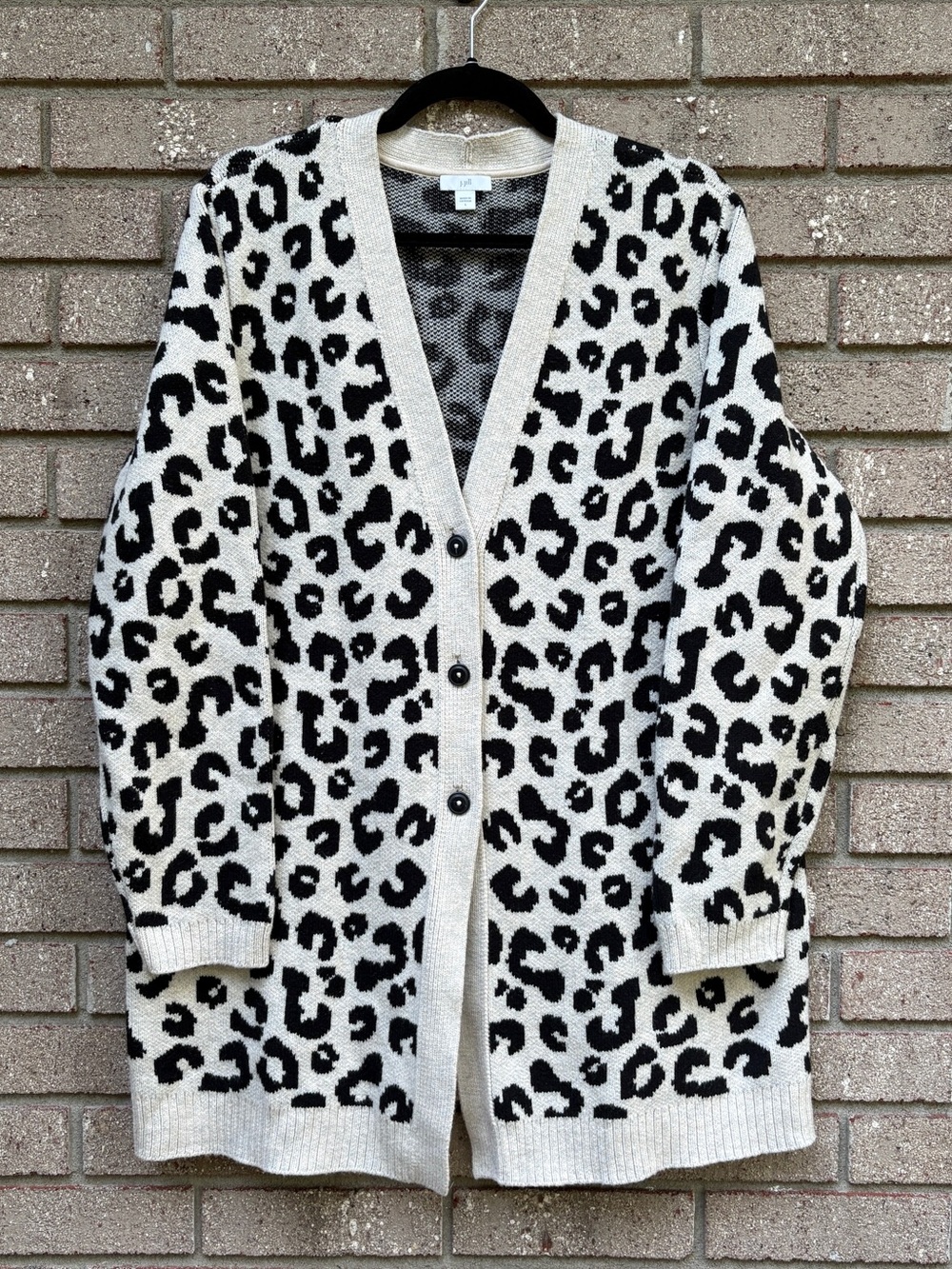 J. JILL Cardigan Sweater Cheetah Button Front Large